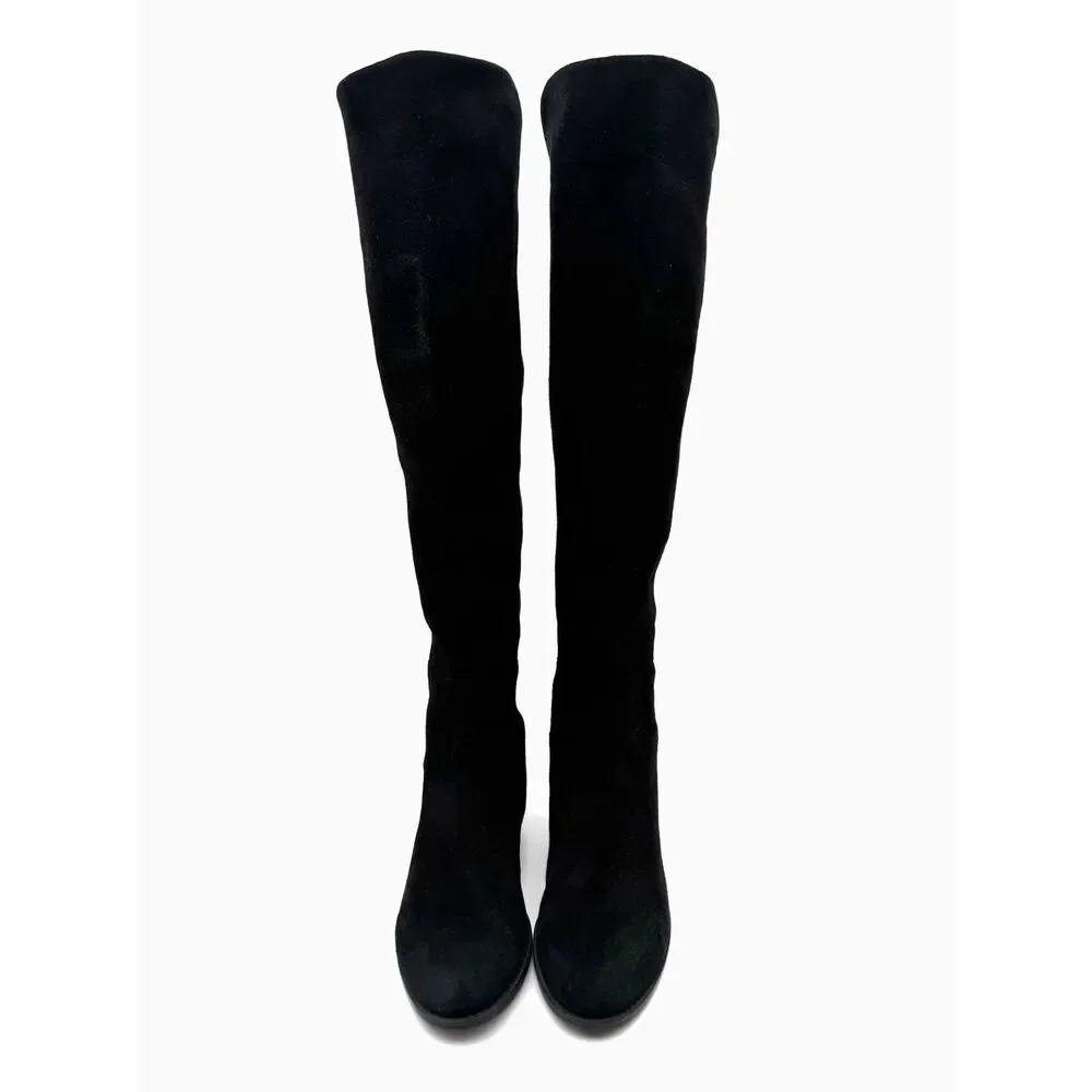 STUART WEITZMAN Black Suede 5050 Over The Knee Boots Size 8.5 Flat Block Heel